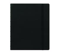FILOFAX Cuaderno clásico recargable, 23,5 x 18,4 cm, color negro, elegante cubierta de piel con páginas móviles, cierre elástico, índice, bolsillo y marcador de página (B115901U)