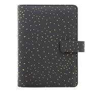 Filofax Organizador de confeti, tamaño personal, color carbón, aspecto de cuero, detalles de lámina dorada, seis anillos, inserto de vista semanal, multilingüe (C028722)