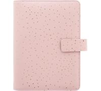 Filofax Organizador de confeti, tamaño personal, cuarzo rosa, aspecto de cuero, detalles de lámina dorada, seis anillos, inserto de vista semanal, multilingüe (C028723)