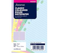 Filofax Pocket Classic - Recambio para agenda de anillas, hojas rayadas para notas, varios colores