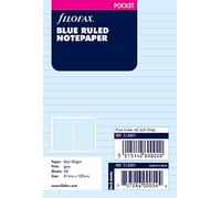 Filofax Pocket - Recambio para agenda de anillas, hojas rayadas para notas, color azul