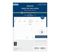 Filofax Recambio de agenda de calendario, tamaño A5, vista semanal con citas, papel blanco, inglés, 2025 (C68521R-25)