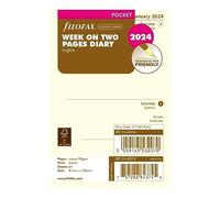 Filofax Recambio de agenda de calendario, tamaño de bolsillo, vista semanal, papel crema de algodón, sin rayas, inglés, 2024 (C68224-24)