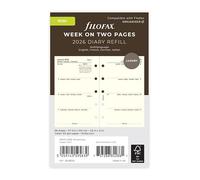 Filofax Recambio de agenda de calendario, tamaño mini, vista semanal, papel crema de algodón, sin rayas, multilingüe: cuatro idiomas, 2026 (C68124-26)