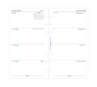 Filofax Recambio de agenda de calendario, tamaño personal/compacto, vista semanal con sección de notas, de domingo a sábado, papel blanco, sin rayas, inglés, 2026 (C68419-26)