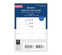 Filofax Recambio de agenda semanal en dos páginas de mediados del año 26 de agosto al 27 de julio 27-68252