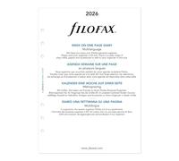 Filofax Recambio para agenda de calendario, tamaño A5, semana por página, papel blanco, sin rayas, multilingüe: cuatro idiomas, 2026 (C68517-26)