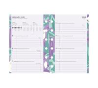 Filofax Recambio para calendario, tamaño de bolsillo, vista semanal, paquete de diario floral ilustrado con diseño de impresión en cuatro colores, multilingüe: cinco idiomas, 2026 (C6321-26)