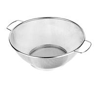 Filón de acero inoxidable con un fino, filtro de cocina con manijas para lavar frutas, verduras y pasta, cesta de drenaje en la malla de metal resistente para uso doméstico diario