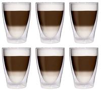 Filosa® Vasos de café latte macchiato de doble pared (6 x 280 ml), vasos de espresso, vasos de té, capuchino, vasos térmicos de doble pared para latte, vasos de doble pared para latte macchiato, vasos