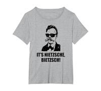 Filosofía de Friedrich Nietzsche Filosofía Alemán Camiseta, Mujer Tallas Grandes, Gris Jaspeado, 4XL Grande