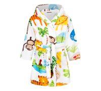 FILOWA Albornoz con Capucha Niño Pequeños Ducha Bata de Baño Casa Fluffy Polar Franela Suave Pijamas Caliente Animados Tigre León Elefante Jirafa Estampado Ropa de Dormir para Infantil 3-4 Años,Blanco