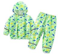 FILOWA Chubasquero Niño Impermeable con Capucha Ligero Chaqueta Lluvia & Pantalones Traje Dibujos Estampado Transpirable Impermeable Traje de Lluvia Reutilizable Abrigos para Infantiles 2-3 años