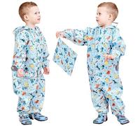 FILOWA Chubasquero Niño Impermeable con Capucha Transpirable Chaquetas Plegable Traje de Lluvia Agua Estampado Encapuchado Mono Ligero Unisexo Infantil Bebé Impermeable 5-7 Años