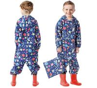 FILOWA Chubasquero Niño Impermeable con Capucha Transpirable Chaquetas Plegable Traje de Lluvia Agua Estampado Encapuchado Mono Ligero Unisexo Infantil Bebé Impermeable 3-5 Años