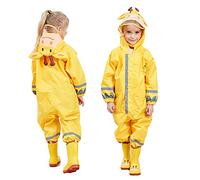 FILOWA Chubasqueros Impermeable Chaquetas Lluvia Niña Amarillo Traje de Lluvia Encapuchado Mono Grande Poncho Escuela Reflectante Jirafa Animal Dibujos 3-5 años