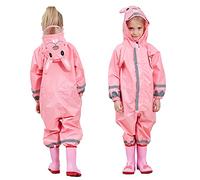 FILOWA Chubasqueros Impermeable Chaquetas Lluvia Niña Rosa Traje de Lluvia Encapuchado Mono Grande Poncho Escuela Reflectante Conejo Animal Dibujos 3-5 años