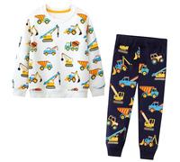 FILOWA Conjuntos Chándales Niños Conjuntos Deportivos Trajes Tops y Pantalones Ajustable Cinturón Sudaderas Excavadora Imprimir Blanco Negro Otoño Invierno Algodón Disfraces Jogging Ropa 6-7 años