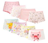 FILOWA Culotte Niña Bragas de Algodón Niñas Paquete de 8 Braguitas Estampado de Animales Elásticos Calzoncillos Blanco Cómodas Boxers con Dibujos Unicornio y Cachorro Ropa Interior para Niño 7-9 Años