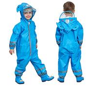 FILOWA Impermeable Chaquetas Lluvia Capucha Niña Niño Chubasqueros Infantil Traje de Lluvia Mono Grande Poncho Escuela Running Reflectante Capa Unisexo Amarillo Azul Rosa Verde 3-10 años