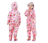 FILOWA Impermeable Chaquetas Lluvia Niña Niño,Chubasqueros Infantil Rosa Flores Patrón con Capucha Mono Grande Traje de Lluvia Poncho Escuela Running Pantalones Capa Ropa Bebé Unisexo 5-7 años