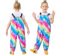 FILOWA Pantalon Impermeable Niñas Niños Pantalón Barro con Tiras Reflectantes Bolsillo Peto de Lluvia Unicornio Dibujos Pantalón de Lluvia Transpirable Ropa Impermeable para Exterior Infantil 4 años