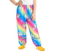 FILOWA Pantalon Impermeable Niñas Pantalones de Lluvia Transpirables Pantalón de Agua con Tiras Reflectantes sin Forro Unicornio Estampado Peto de Lluvia Exterior Ciclismo para Infantil 3-4 años