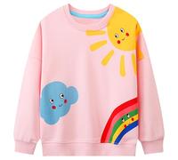 FILOWA Sudadera Niñas sin Capucha Caballo Unicornio Floral Dibujos Estampados Camiseta Barata Manga Larga Algodon Moda Cuello Redondo Casual Top Jersey para Infantil Niña 5-6 años,Rosa