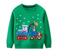 FILOWA Sudadera para Niños Algodon Manga Larga Navidad Pullover, 2-7 Años | Cuello Redondo, Dinosaurios Excavadora Estampado Jersey, Papá Noel Alce Bordado Sweatshirt, Cálido Jumper, Otoño Invierno Top