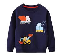 FILOWA Sudadera para Niños Algodon Manga Larga Navidad Pullover, 2-7 Años | Cuello Redondo, Dinosaurios Excavadora Estampado Jersey, Papá Noel Alce Bordado Sweatshirt, Cálido Jumper, Otoño Invierno Top