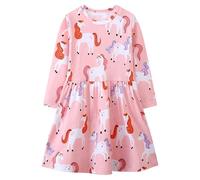 FILOWA Vestido para Niña Infantil Rosa Unicornio Estampas Primavera Disfraz Mangas Larga Dibujos Vestidos Animal Patrón Algodón Casual Ropa Otoño Playa Fiesta Escuela Ocio Cumpleaños Niños 2-3 años