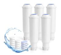 Filswa Filtro de agua de café para cafeteras automáticas, juego de 5 filtros de café+4 pastillas descalcificadoras+8 pastillas de limpieza, apto para cafetera Melitta Pro Aqua, Jura, Krups F088