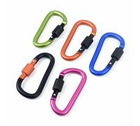 Filteilect 5 mosquetones de aluminio en D para llaves, clip de engranaje para colgar botellas, bolsas y tiendas de campaña, capacidad de 50 kg, aleación pulida antidesgaste para camping