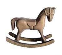 Filteilect Caballo balancín de madera estilo nórdico vintage, decoración de caballo mecedora para niños, construcción robusta exquisita artesanía (amarillo pálido)