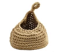 Filteilect Cesta colgante de pared para frutas y verduras, yute tejido a mano y cuerda de algodón, soporte de almacenamiento para cocina, jardín, uso interior y exterior, transpirable, montaje en