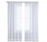 Filteilect Chyhomenyc - Cortinas cortas de lino sintético para salón y dormitorio, 100 x 130 cm, juego de 2 unidades, instalación con dobladillo para barra