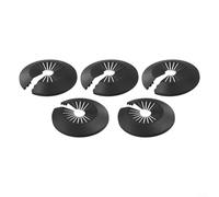 Filteilect Cubierta de tubo de brida decorativa para tuberías de calefacción, decoración de pared, material de polipropileno negro, juego de 5 unidades para radiador, tuberías de gas de agua fría