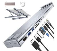 Filteilect Estación de acoplamiento 8 en 1 para laptop, ranuras para tarjetas SD/TF, puertos USB-C de carga rápida, soporte de aluminio ajustable 4K 100W para computadora de trabajo