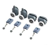 Filteilect Juego de 4 rodillos individuales para puerta de ducha con rueda de 23 mm de diámetro, ajustables para mamparas de ducha curvas y cuadrantes, incluye corredores superiores e inferiores,