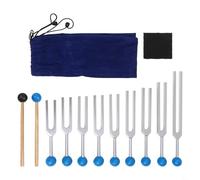 Filteilect Juego de 9 tenedores de afinación para curación y meditación, herramientas de equilibrio de chakras con frecuencias de 174 a 963, construcción de aleación de aluminio, para conducción ósea