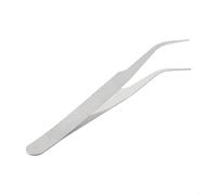 Filteilect Pinzas de acero inoxidable hechas a mano, 125 mm recta y punta de codo para herramientas de reparación de relojes, grado industrial, antiestáticas, resistentes a los ácidos, alto (codo de