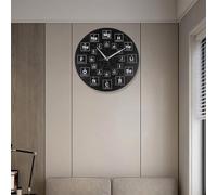 Filteilect Reloj de pared de mesa periódica, decoración de laboratorio, temática química, 30 x 30 cm, tablero de densidad negra, reloj decorativo educativo para el hogar y la oficina