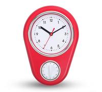 Filteilect Reloj de pared multifunción con temporizador de cocina de 9 pulgadas, esfera fácil de leer y precisión de cuarzo, para gestión del tiempo mientras cocinas y decoración del hogar (rojo