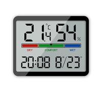 Filteilect Reloj electrónico multifunción de temperatura, reloj de pared con pantalla LCD grande con día, fecha, hora, humedad (negro)