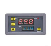 Filteilect Temporizador de ciclo digital de 220 V para módulo de relé con pantalla LED dual, retardo ajustable de 1 a 999 h y modos cíclicos, interruptor de control compacto de 79 x 43 mm para
