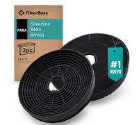 FilterBase® 2 filtros de carbón activo compatibles con Silverline AF100, YT971.1000.05, KF001 | Amica KF17146 1160826 | Beko 9189204771 Campana extractora