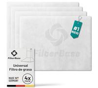 FilterBase® Pack de 4 Filtros de Grasa Universales para Campana | 52x40 cm Recortable - Fabricado en Alemania Filtro para Campana Extractora