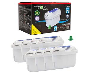 Filterlogic FL402H | Pack de 8 - Filtro de agua compatible con Brita Maxtr para Jarra filtrante Marella Style Aluna Elemaris Flow XL cool y TASSIMO