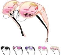 Filterseed Sunglasses, 2025 New Polarized Protection Trendy Round Cat-eye Sunglasses, Polarized Sunglass Fit Over Glasses, Round Frame Sun Shades for Driving Traveling Fishing & Cycling (Pink-B)