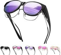 Filterseed Sunglasses, 2025 New Polarized Protection Trendy Round Cat-eye Sunglasses, Polarized Sunglass Fit Over Glasses, Round Frame Sun Shades for Driving Traveling Fishing & Cycling (Black-purple)